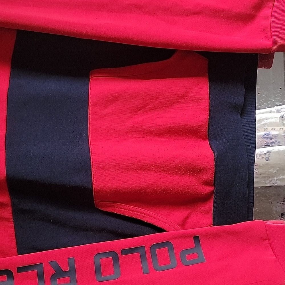 Polo by Ralph Lauren Men's Red and Navy Hoodie - Picture 3 of 7